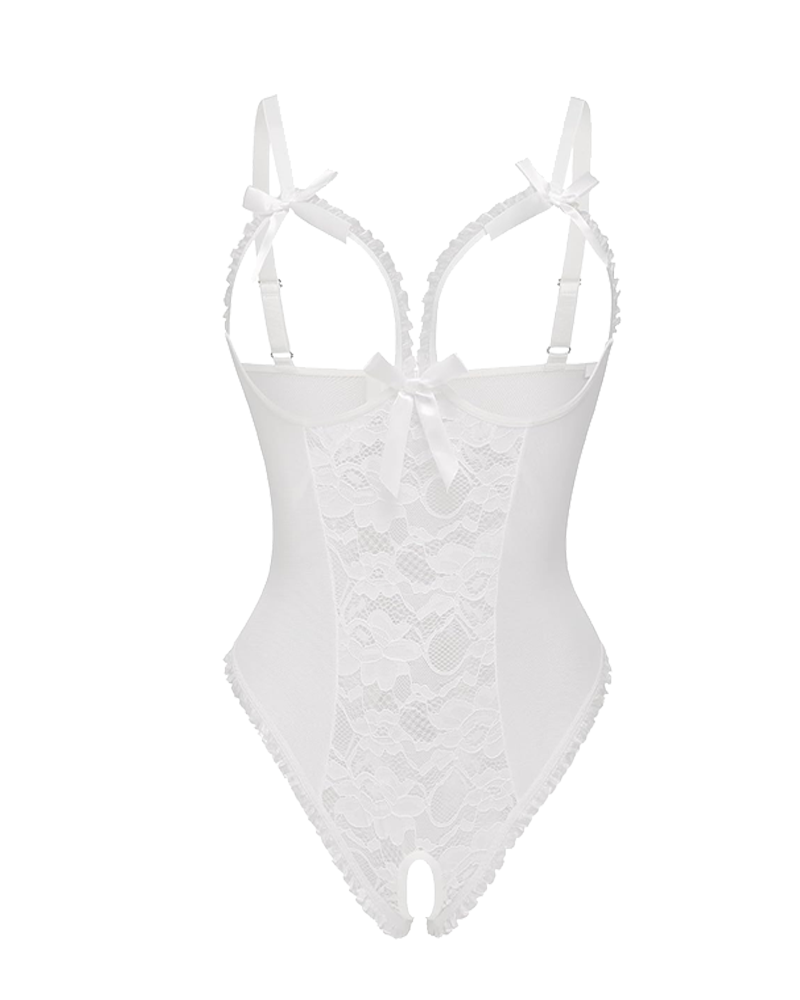 Floral Lace Mesh Cutout Teddy