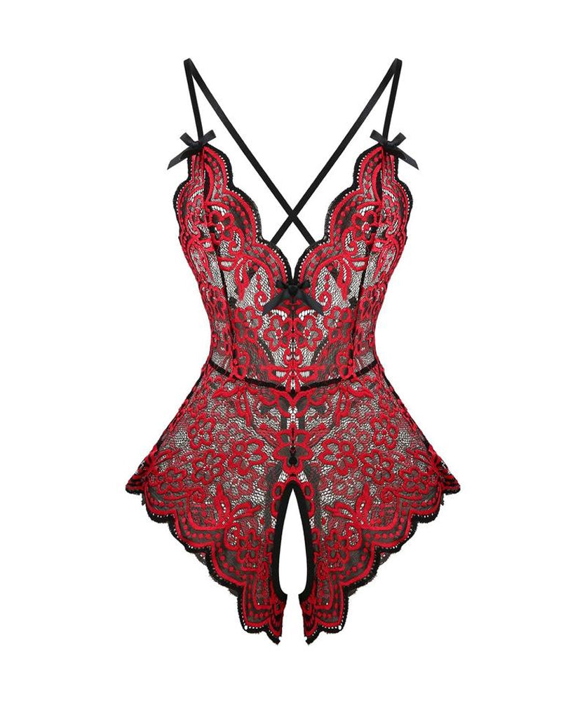 Floral Lace Suspender Bodysuit