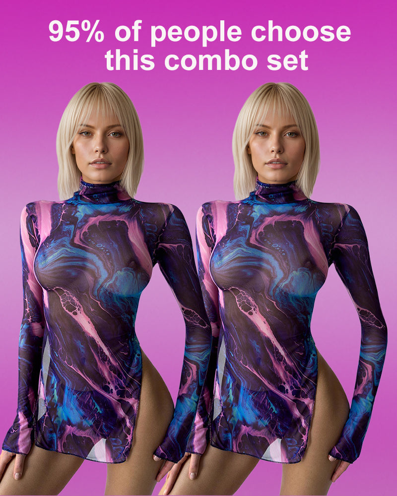 ⚡Flash Sale-Tie-Dye Mesh High Side Slit Dress