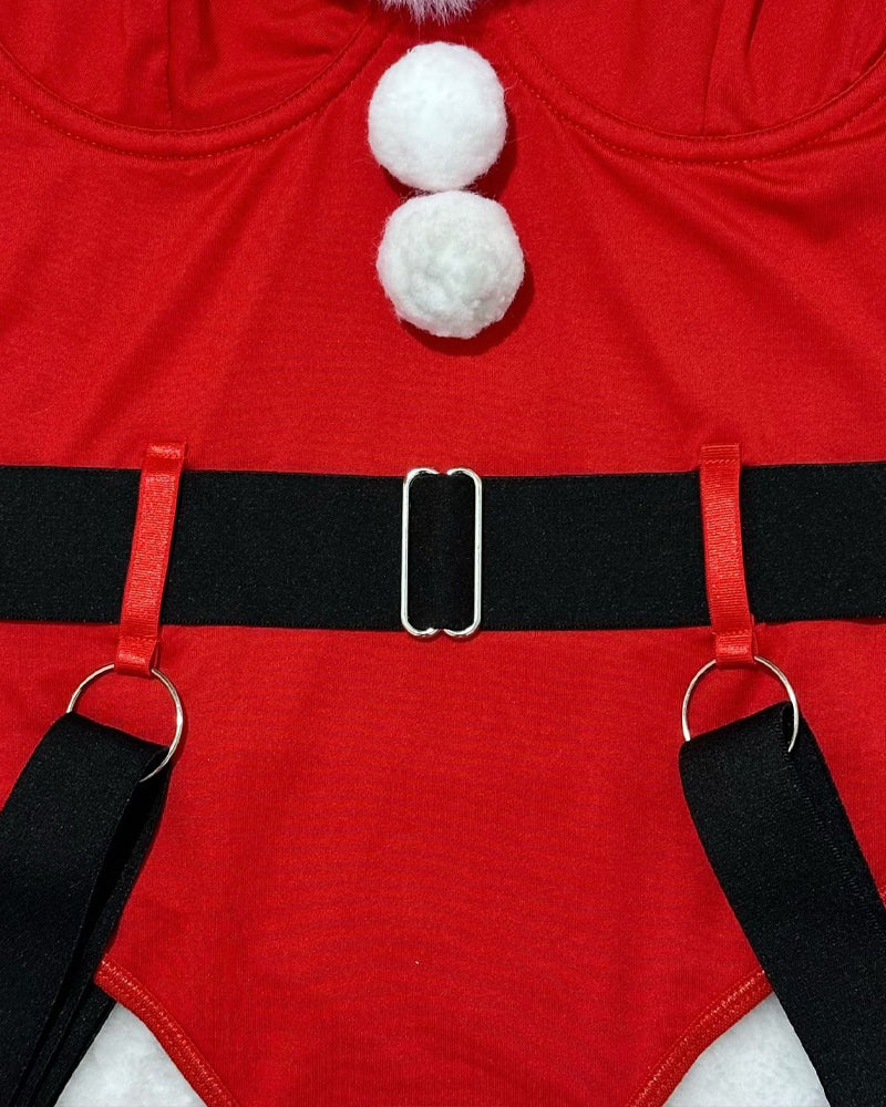 Sexy Santa Claus Velvet Christmas Set with Adjustable Garter Belt
