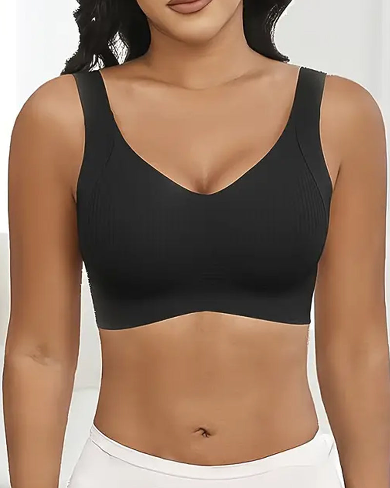 Women's Solid Color Four Rows Adjustable Wireless Bras
