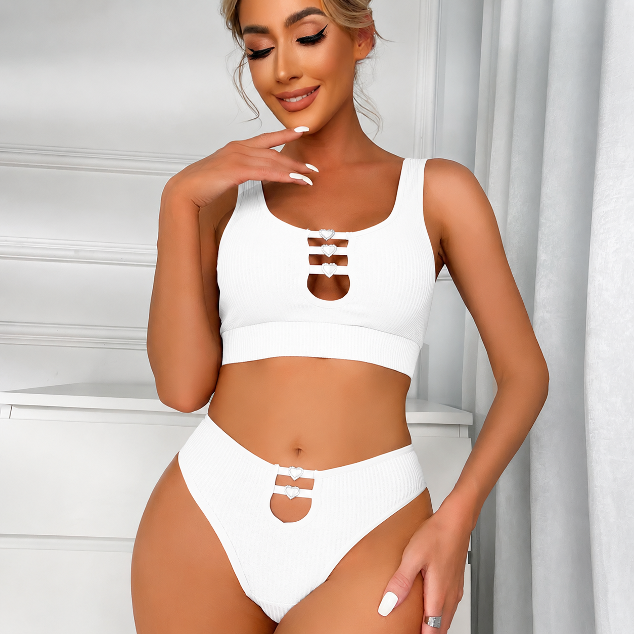 Luna Ribbed Metal Accent Bikini Set