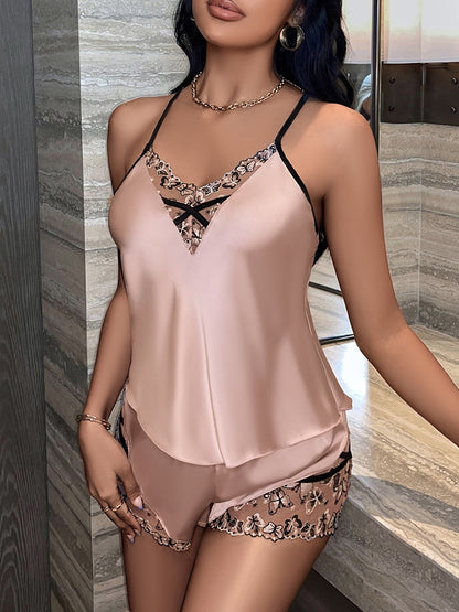 Blush Satin Lace Cami &amp; Shorts Set