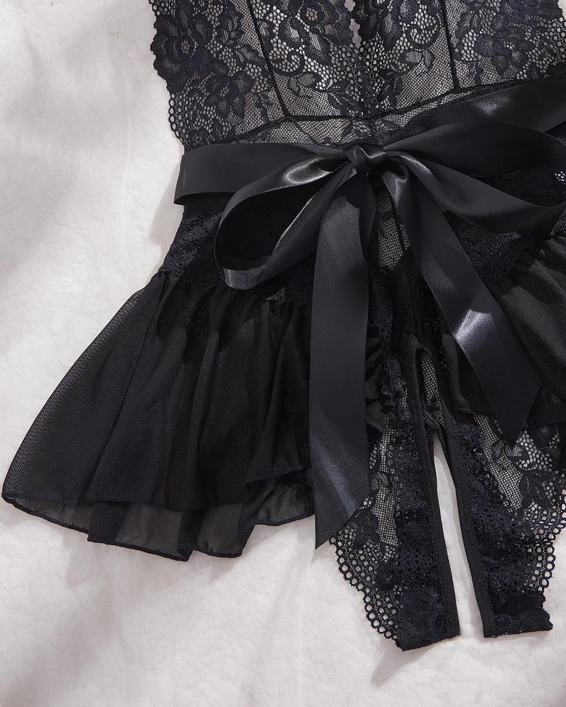 Floral Lace Suspender Nightgown
