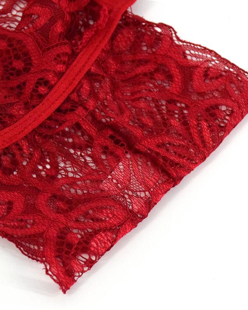 Floral Lace Backless Teddy Romper
