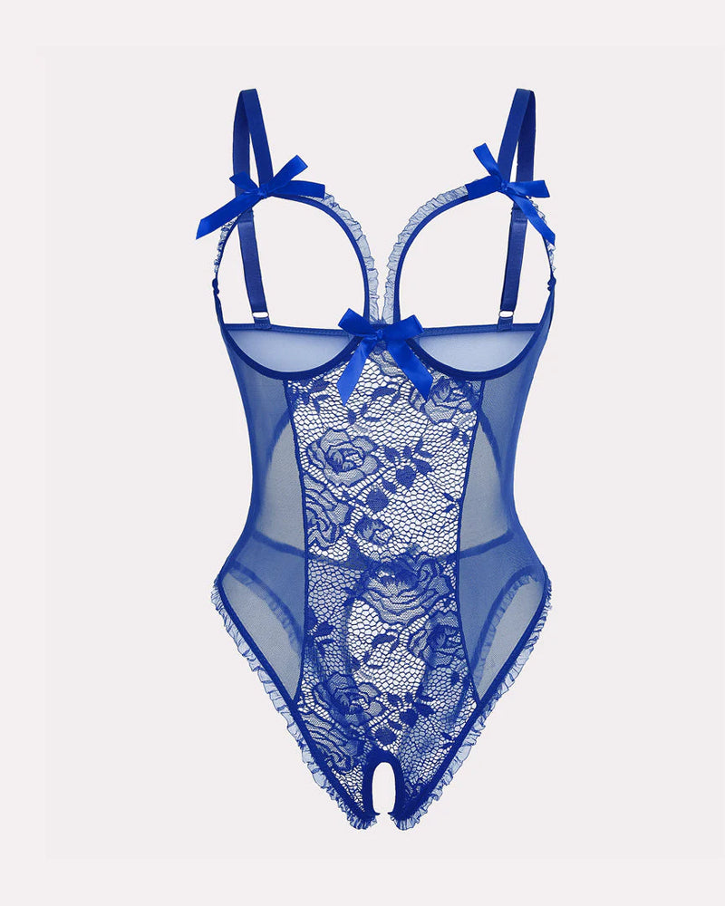 Floral Lace Mesh Cutout Teddy