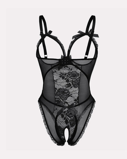 Floral Lace Mesh Cutout Teddy