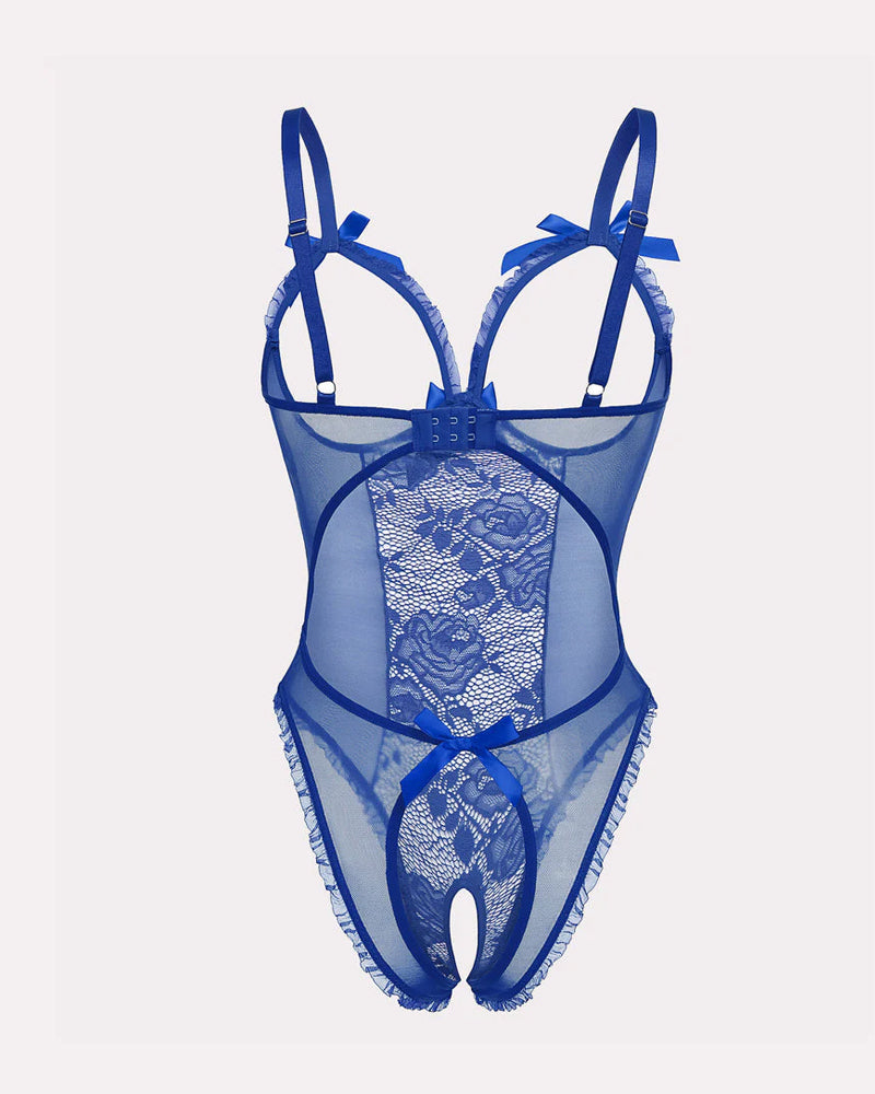 Floral Lace Mesh Cutout Teddy