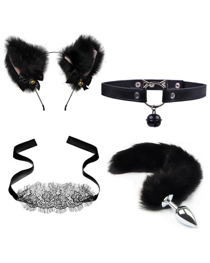 Sexy Maid Bell Collar & Tail Jewelry Set