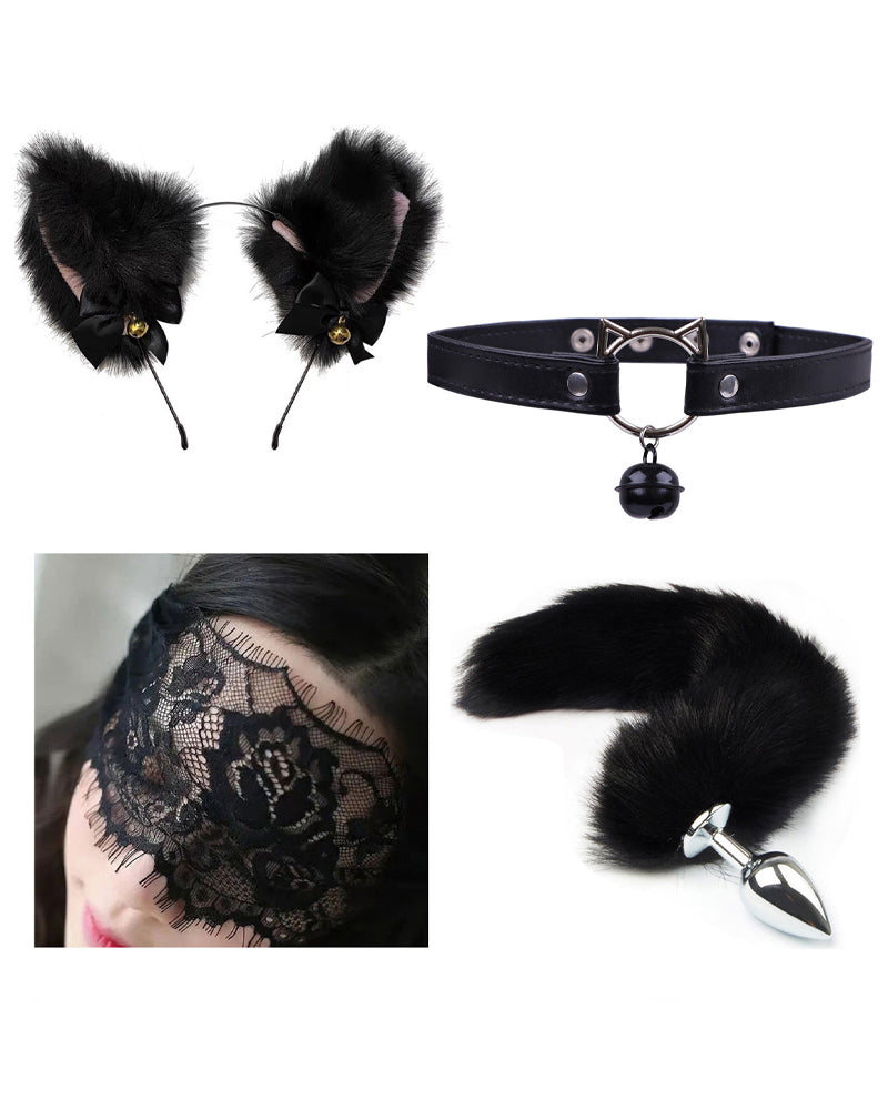 Sexy Maid Bell Collar & Tail Jewelry Set