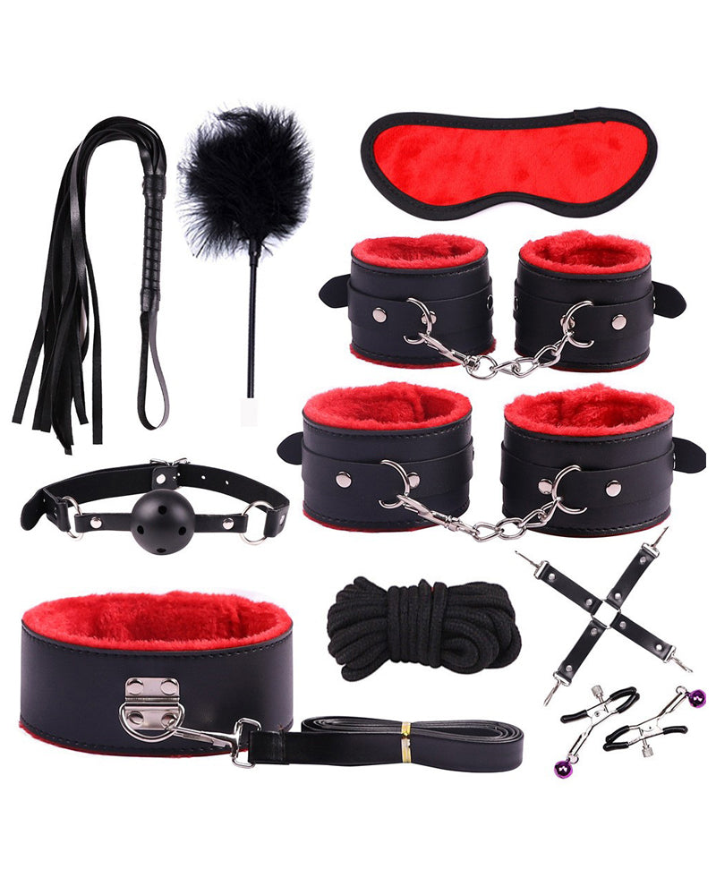 10-Piece Plush Leather Bondage Set