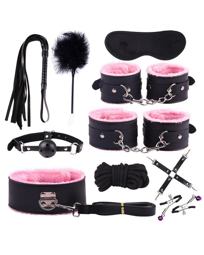 10-Piece Plush Leather Bondage Set