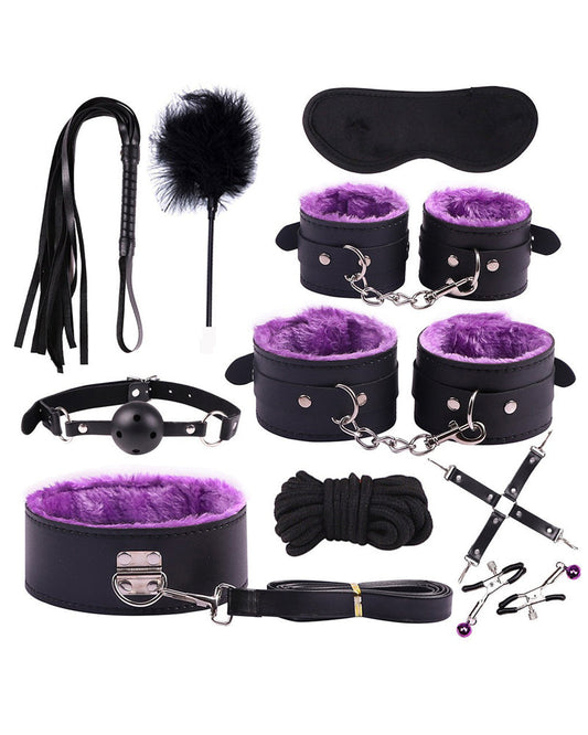 10-Piece Plush Leather Bondage Set