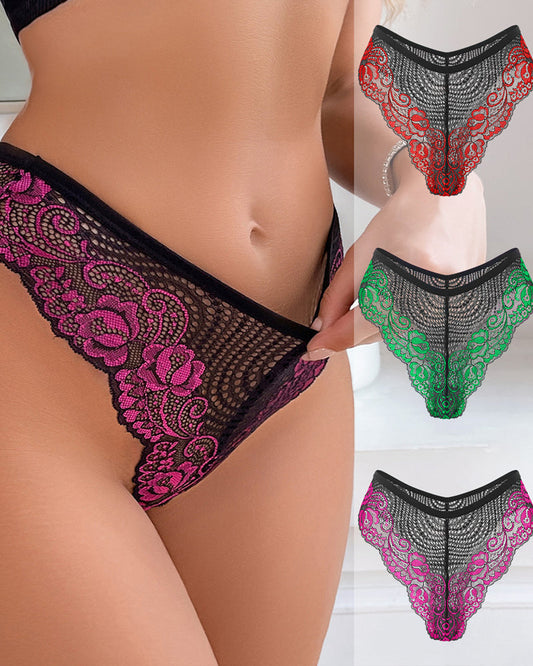 3-pack Low Rise Colorblock Stretch Lace Briefs
