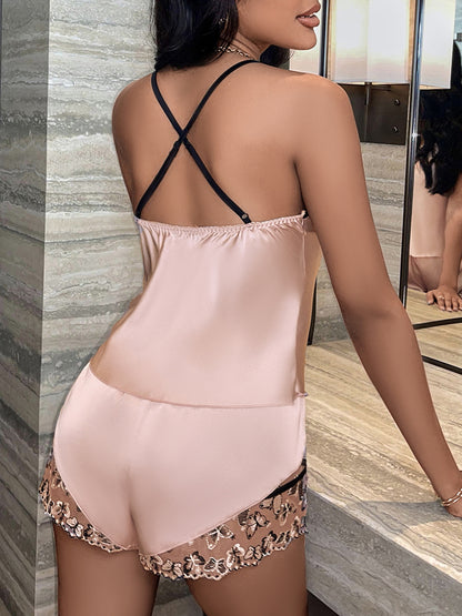 Blush Satin Lace Cami &amp; Shorts Set
