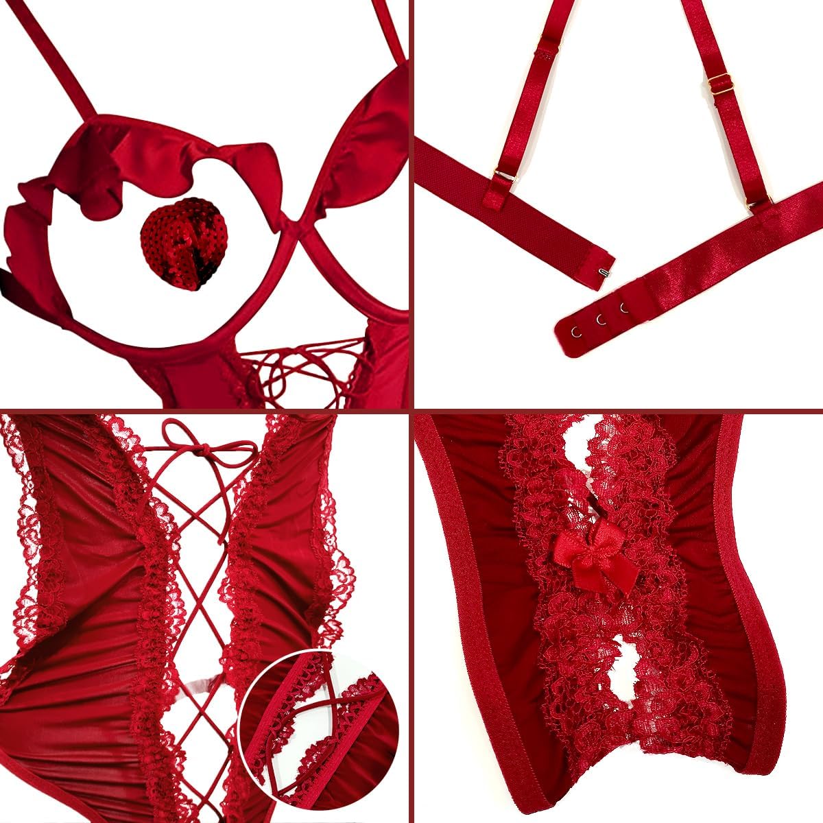 Sexy Women’s Lace Babydoll – Halter Lingerie Nightwear, Open Back & Erotic Sleepwear