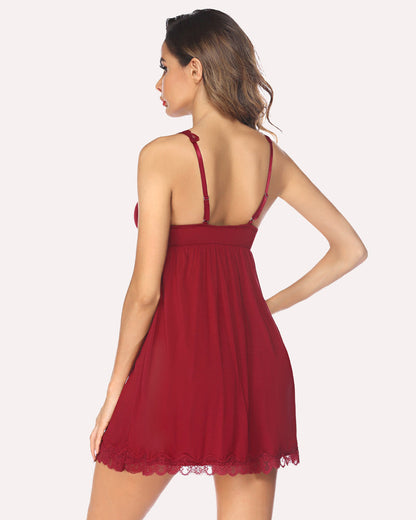 Leopard Lace Chemise Full Slip Dress