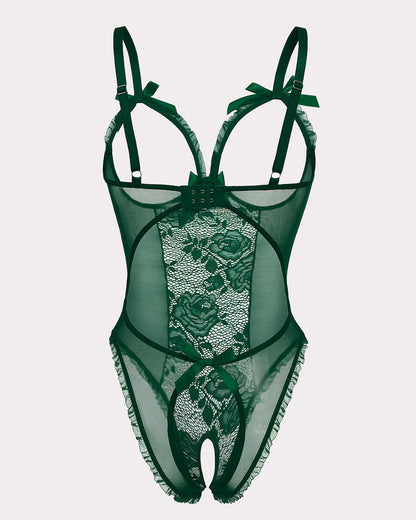 Crotchless Lace Mini Bodysuit