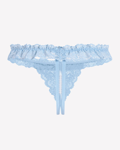 Lace Low Waist Thongs with Pearls Ball