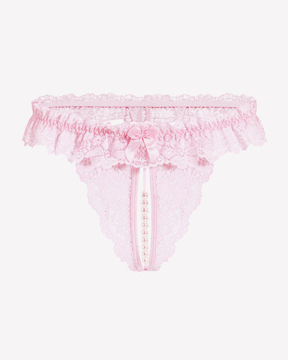 Lace Low Waist Thongs with Pearls Ball