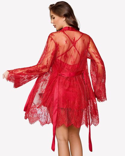 Cowl Neck Satin Nightgowns with Lace Robe