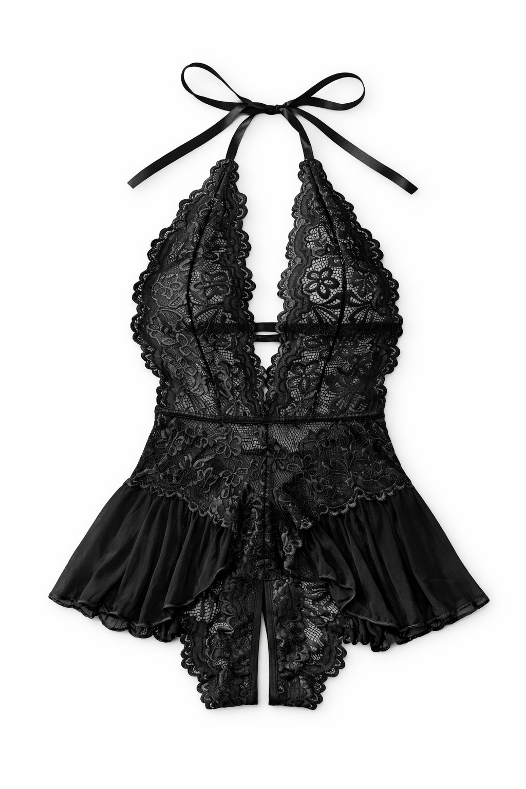 Deep V Lace Babydoll Sleepwear Dress