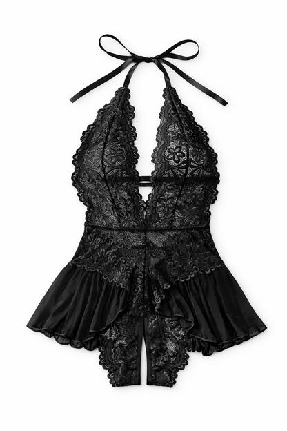 Deep V Lace Babydoll Sleepwear Dress