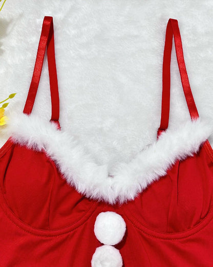 Sexy Santa Claus Velvet Christmas Set with Adjustable Garter Belt