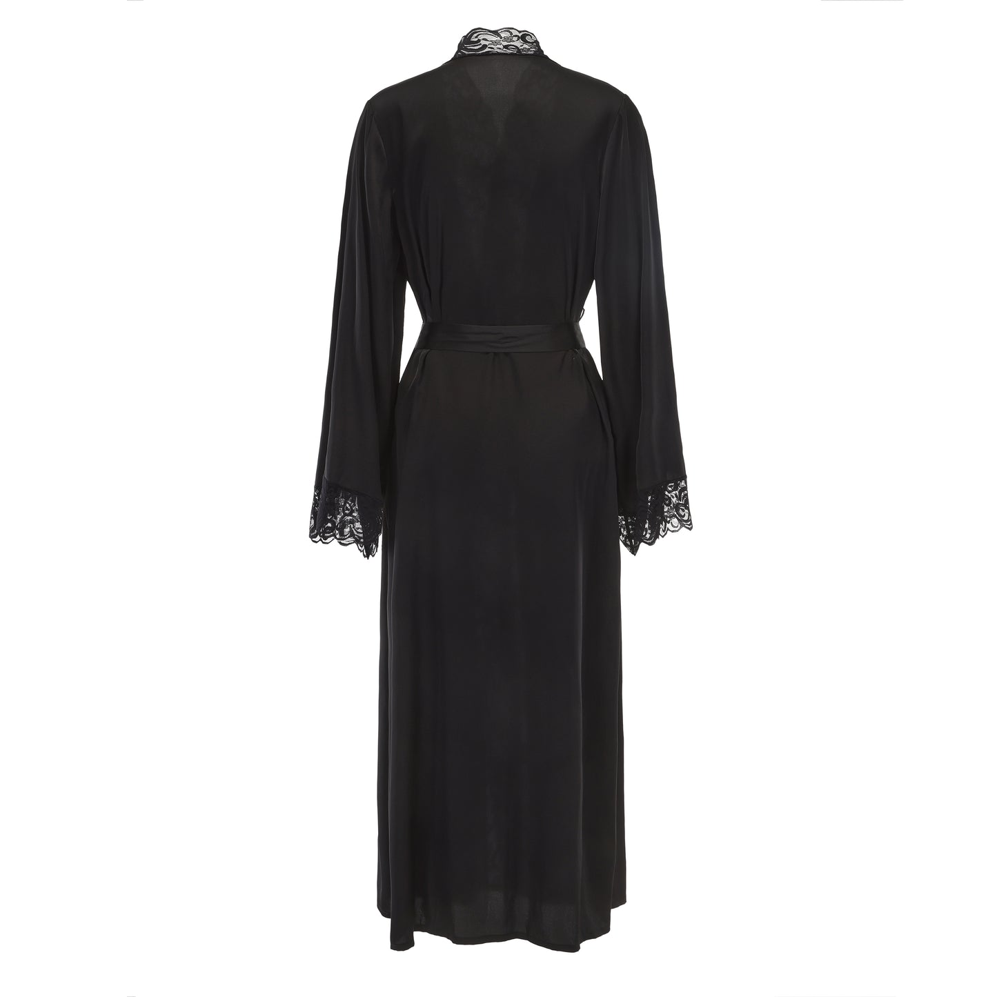 Elegant Lace Trim Satin Robe