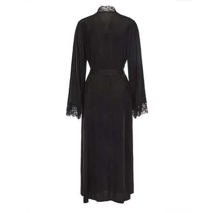 Elegant Lace Trim Satin Robe