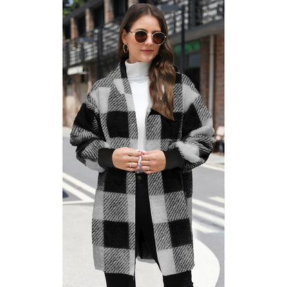 Cozy Plaid Hooded Sherpa Cardigan