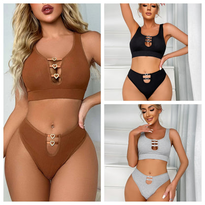 Luna Ribbed Metal Accent Bikini Set