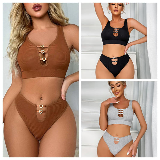 Luna Ribbed Metal Accent Bikini Set