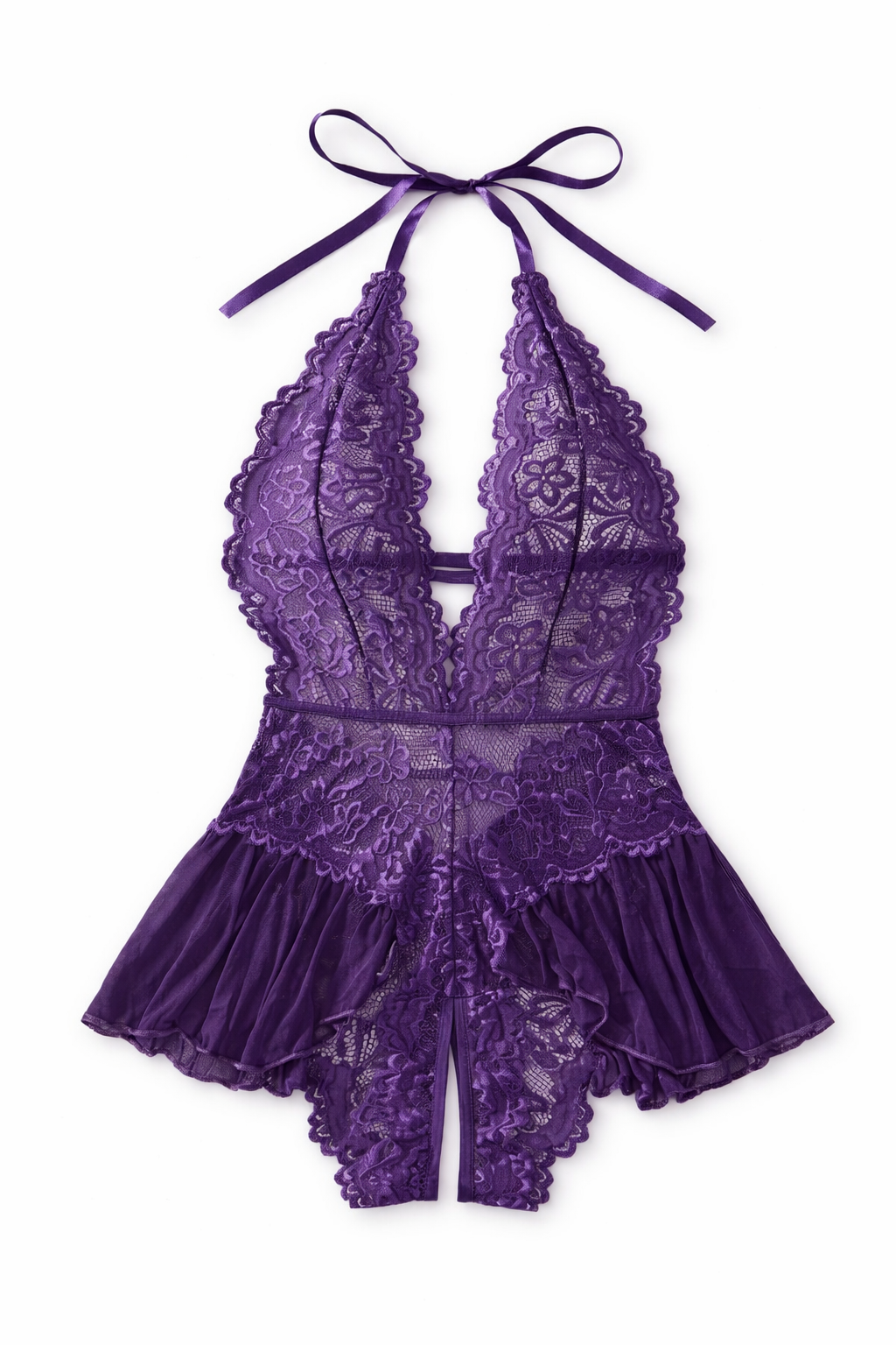 Deep V Lace Babydoll Sleepwear Dress