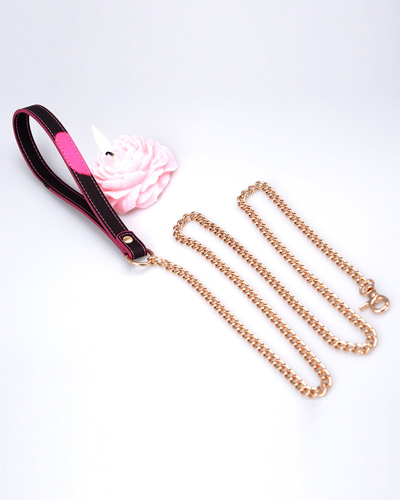 Temperature-Activated Color-Changing Heart Bell Leather Choker
