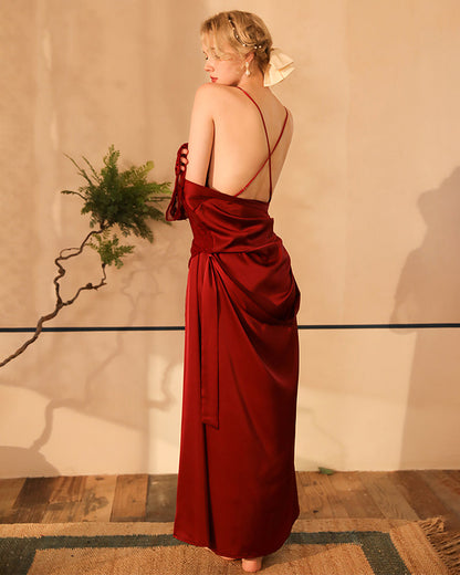 Satin Lace Long Sleeve Night Robe