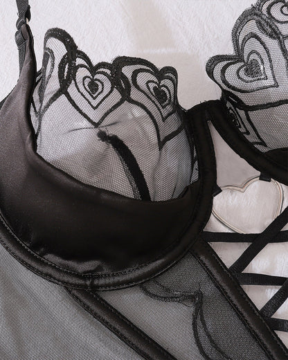 Heart Design Two Piece Lingerie Corset Set