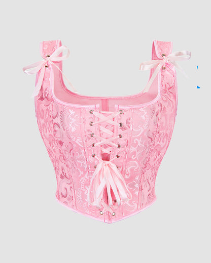 1950s 13 Boned Cotton Lace-Up Corset