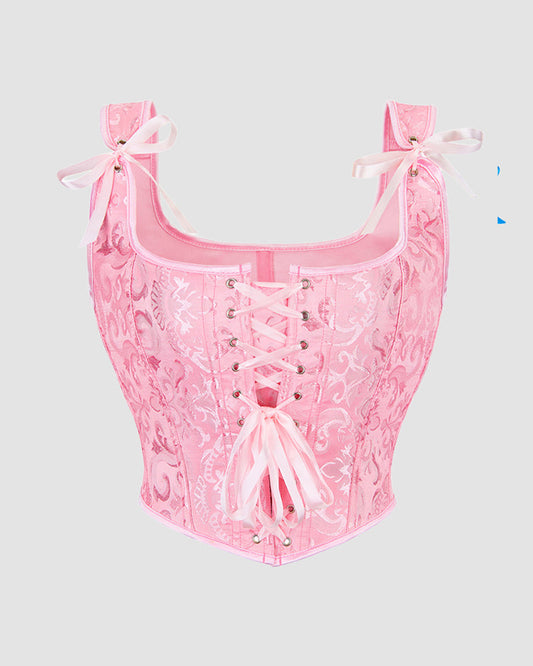 1950s 13 Boned Cotton Lace-Up Corset