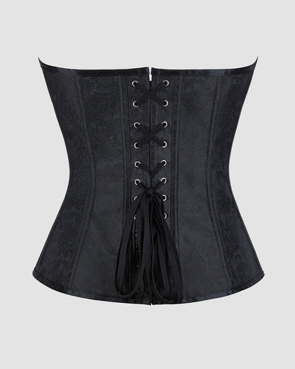 1980s 12 Boned Cotton Gothic Corset