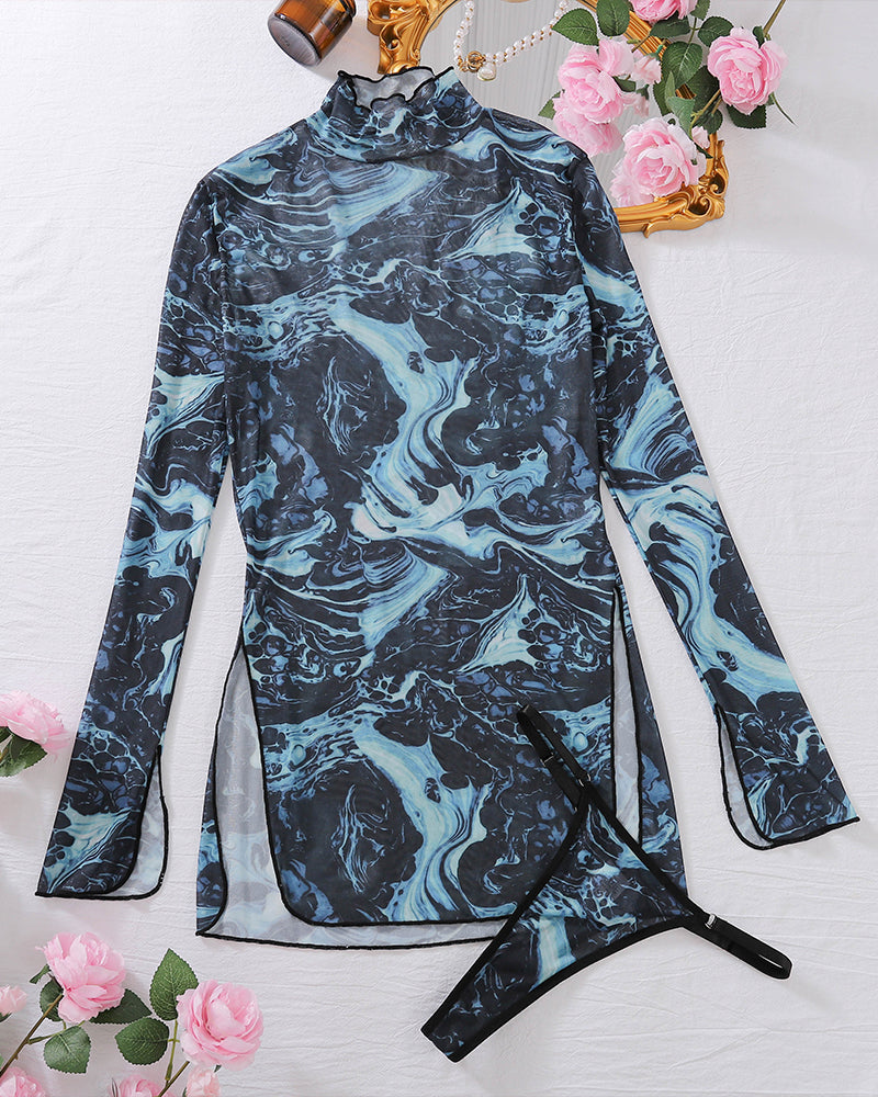 ⚡Flash Sale-Tie-Dye Mesh High Side Slit Dress