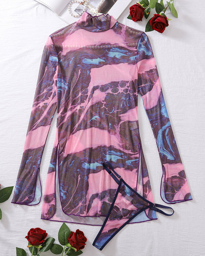 ⚡Flash Sale-Tie-Dye Mesh High Side Slit Dress