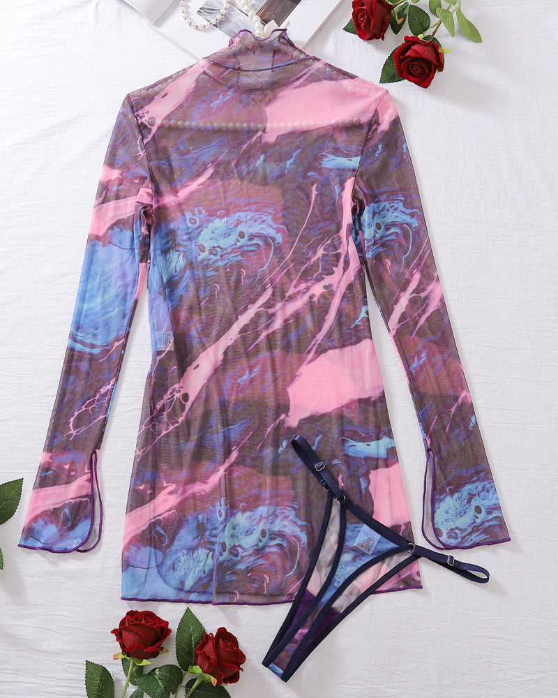 ⚡Flash Sale-Tie-Dye Mesh High Side Slit Dress