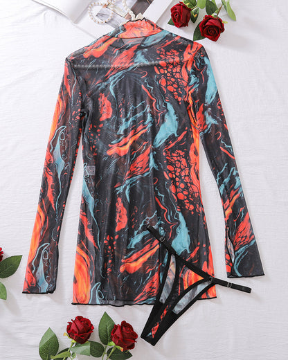 ⚡Flash Sale-Tie-Dye Mesh High Side Slit Dress