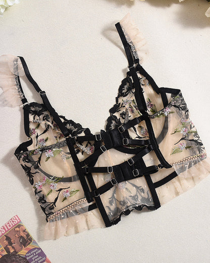 Lace Embroidery Underwire Bra Panty Sets