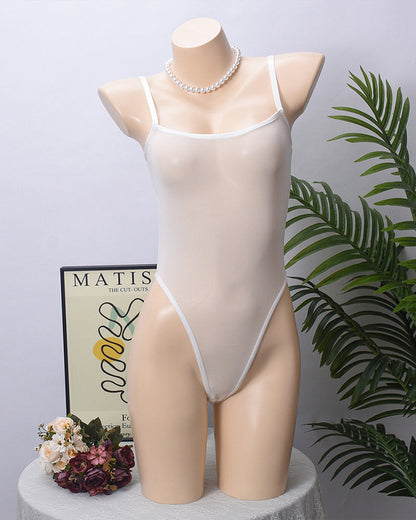 Women's Sheer Mesh Bodysuit – Sexy High-Cut Lingerie