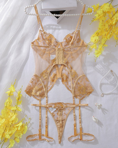 Cross Waist Corsets Lingerie Sets