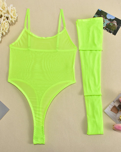 Mesh Sheer Bodysuits with Stockings