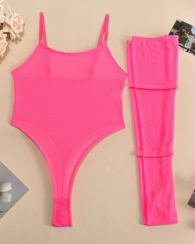 Mesh Sheer Bodysuits with Stockings