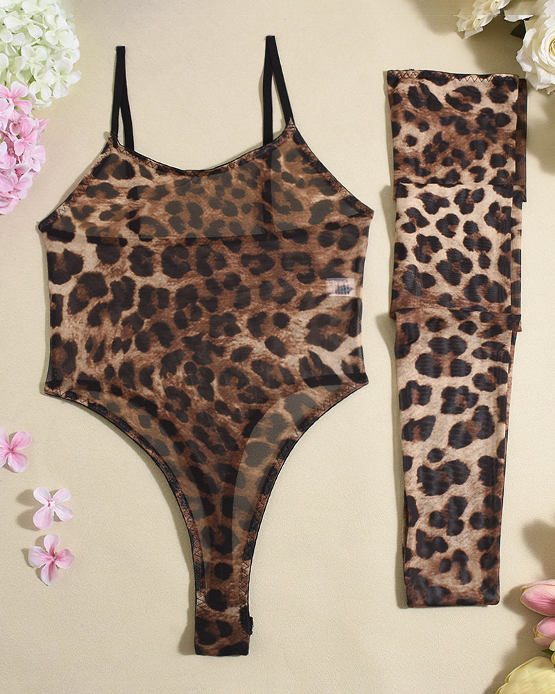 Mesh Sheer Bodysuits with Stockings